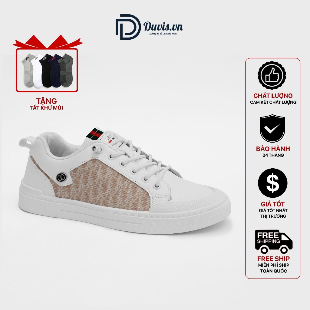 SD07 - Giày Sneaker Cao Cấp Hàng Hiệu Chính Hãng Duvis  Màu Trắng