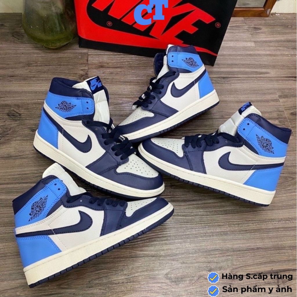 Giày thể thao nam nữ CT Jordan xanh đen cổ cao,⚡️FREE_SHIP⚡️ giày JD 1 xanh than hight S cấp full hộp