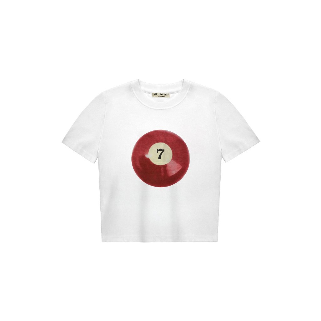 Áo thun baby tee Kill System KESHI hình in bida chất thun co giãn màu trắng