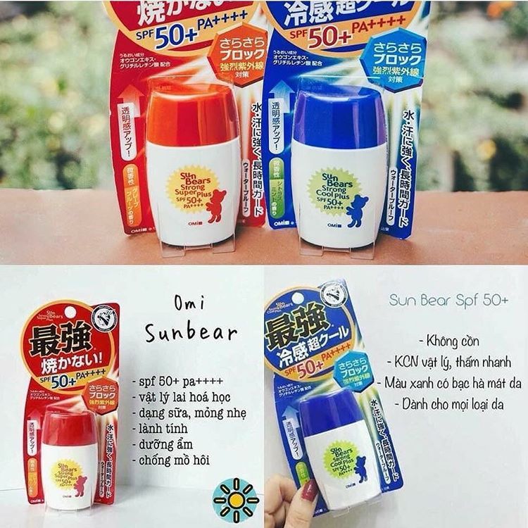 Sữa Chống Nắng OMI Sun Bears Strong Cool Plus SPF50+ PA++++ Dành 30ml  của Nhật Shop Cosin Store