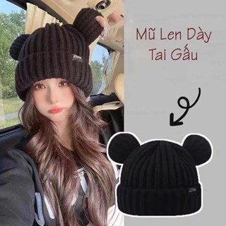 Nón Len Beanie Dày Tai Gấu - Mũ Len Tai Gấu PPSW