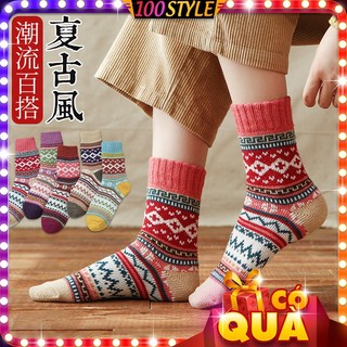 Tất Vớ Nam Nữ Thổ Cẩm Vintage Phong Cách Hàn