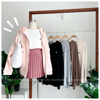[SHOPPUMI] Áo thun tay dài mỏng 1 lớp thêu ngựa xẻ tà 2 bên nhiều màu freesize Pumi 15156