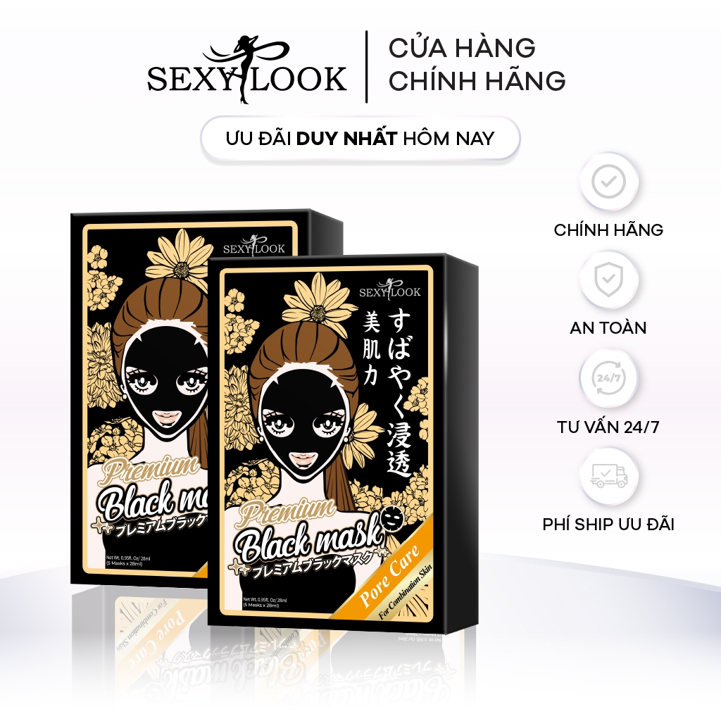 Combo 2 Hộp Mặt Nạ Đen Hoa Cúc Se Khít Lỗ Chân Lông SEXYLOOK (10 miếng x 28ml)