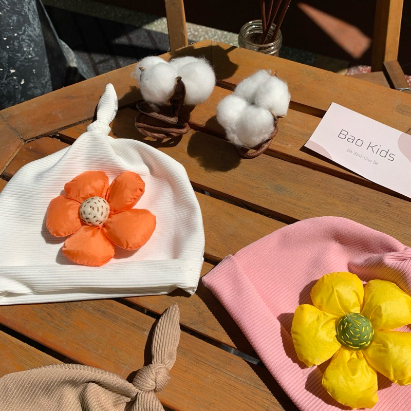 Mũ Tỏi Cho Bé Hình Hoa Gấu Siêu Xinh . Mũ Cho Bé. Từ 0-1 tuổi