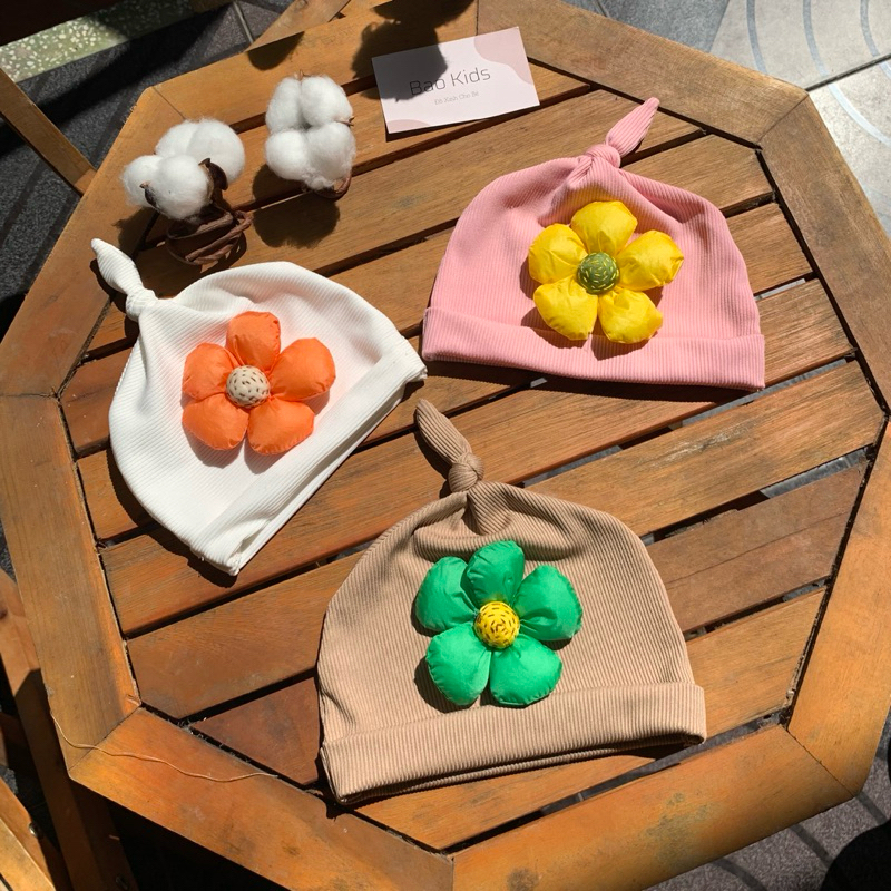 Mũ Tỏi Cho Bé Hình Hoa Gấu Siêu Xinh . Mũ Cho Bé. Từ 0-1 tuổi