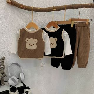 Bộ thu đông cho bé trai gái set 3 món chất liệu gân tăm hàng quảng châu cao cấp