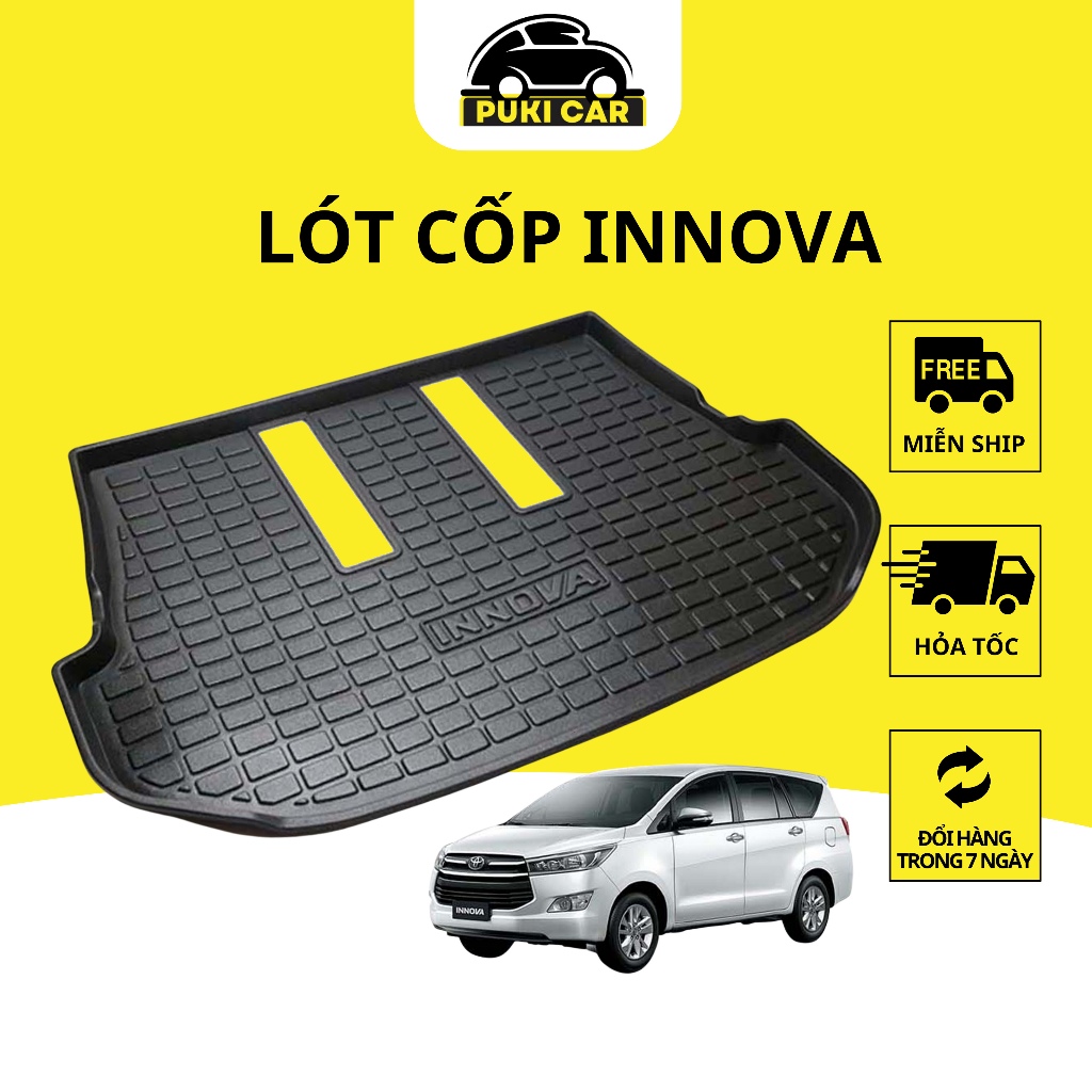 Lót cốp nhựa INNOVA ĐỜI 2006 đến 2023 chính hãng PUKICAR chất liệu nhựa dẻo cao cấp không mùi dễ vệ sinh LCN-TO003