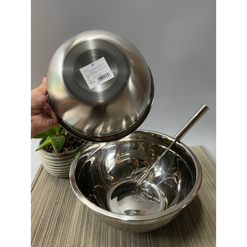 Tặng cây đánh trứng inox  + Khi Mua Bộ 2 Tô  Inox 22cm và 26cm LookCool