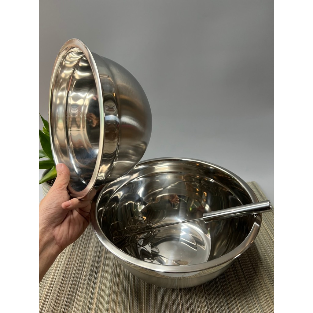 Tặng cây đánh trứng inox  + Khi Mua Bộ 2 Tô  Inox 22cm và 26cm LookCool