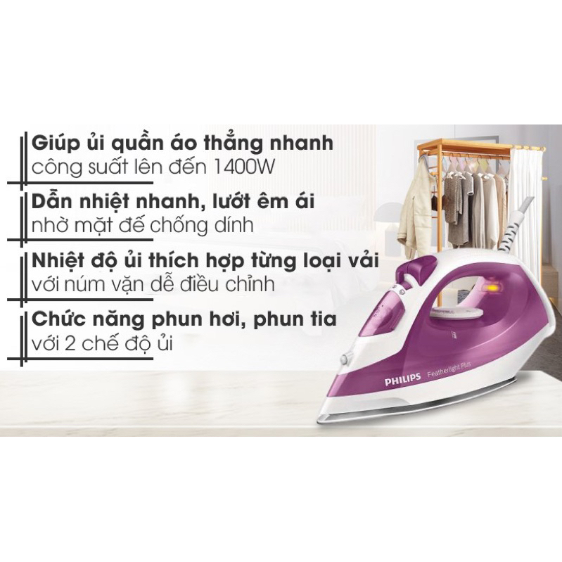 Bàn ủi hơi nước Philips GC1426 - Hàng chính hãng - Bảo hành 24 tháng