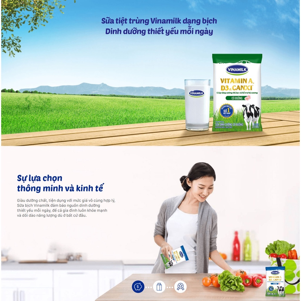 Sữa tươi tiệt trùng Vinamilk 100% có đường - Hộp 1L