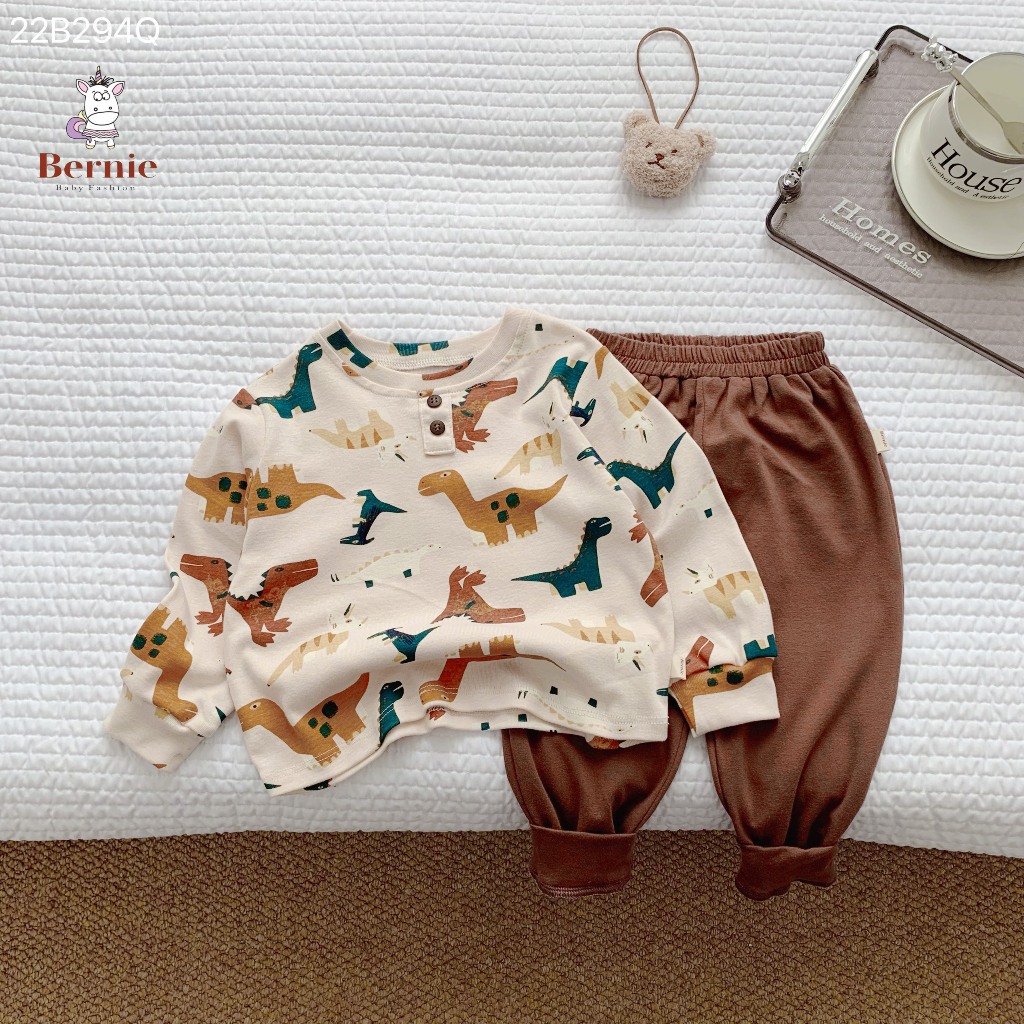 Bộ thu đông bé trai cotton bozip mềm mại cho bé từ 9-23kg Bernie - Bộ dài tay bé trai - 22B294Q