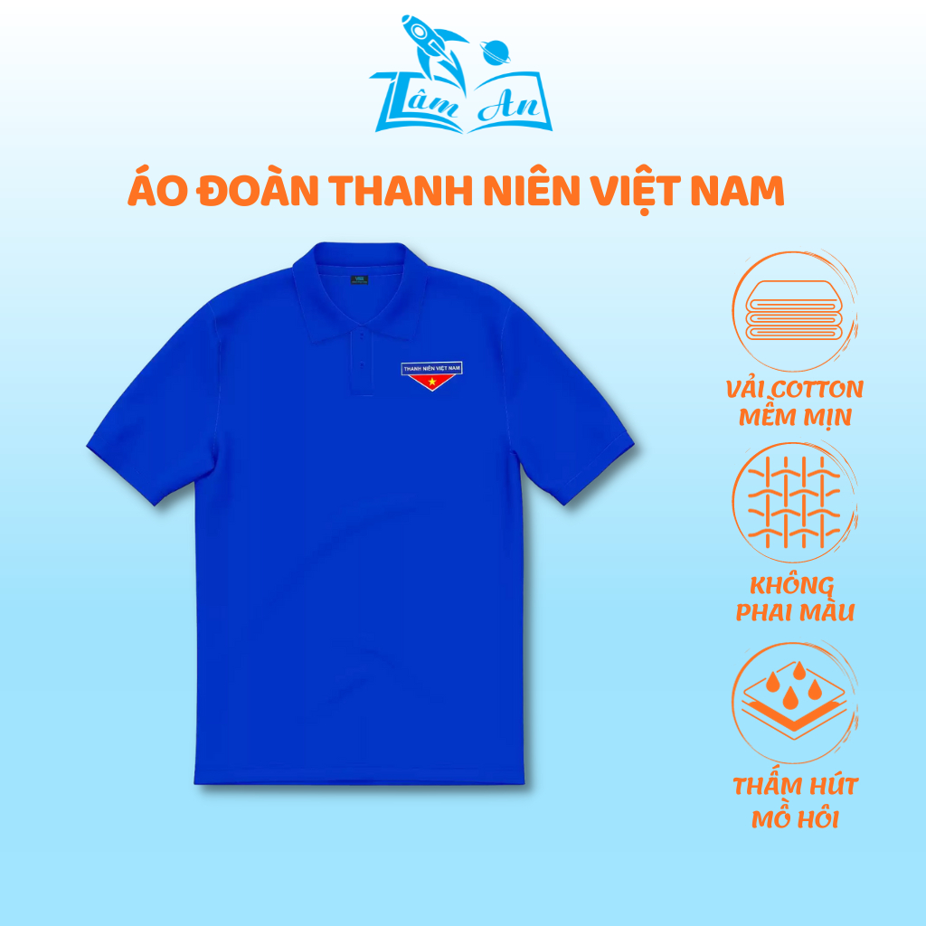 Áo đoàn thanh niên việt nam nam nữ cao cấp tay ngắn vải thun cotton mềm mịn, không xù lông - Nhà Sách Tâm An