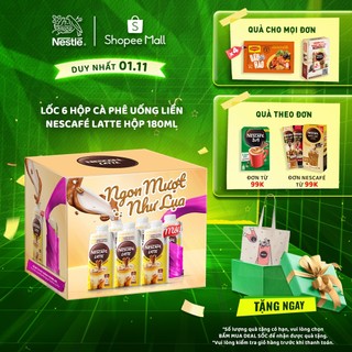 Lốc 6 hộp cà phê uống liền Nescafé® Latte (hộp 180ml)