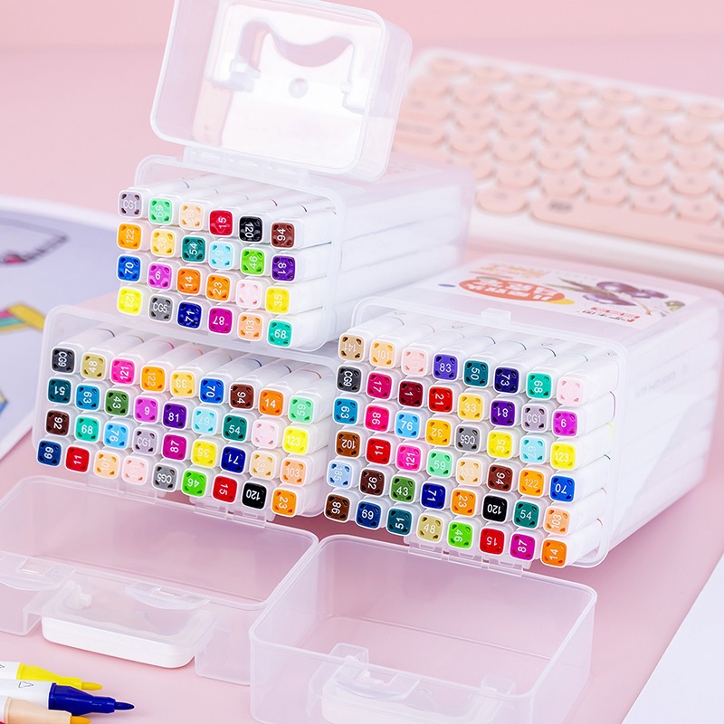 Bút màu marker gốc nước mini hai đầu combo 12/24/36/48 màu, đồ dùng văn phòng phẩm E1453