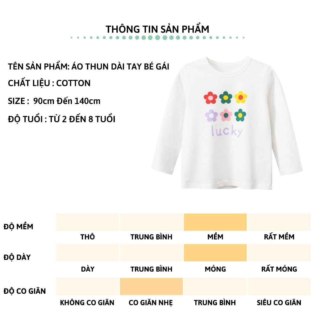 Áo thun dài tay bé gái 27Kids 27Home thu đông nữ 100% Cotton cho trẻ từ 2-10 tuổi GLTS1