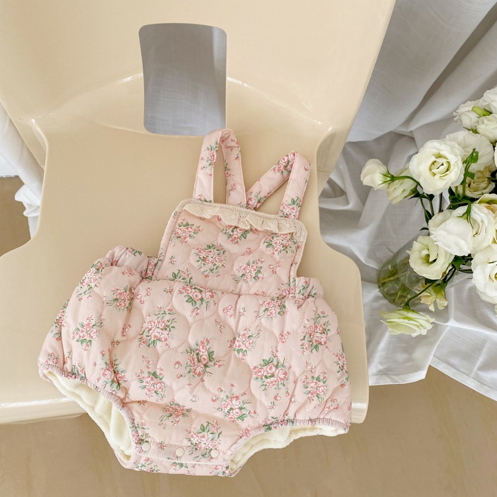 Bodysuit lót nỉ kèm áo khoác trần bông thời trang thu đông,phong cách Hàn Quốc dành cho bé gái