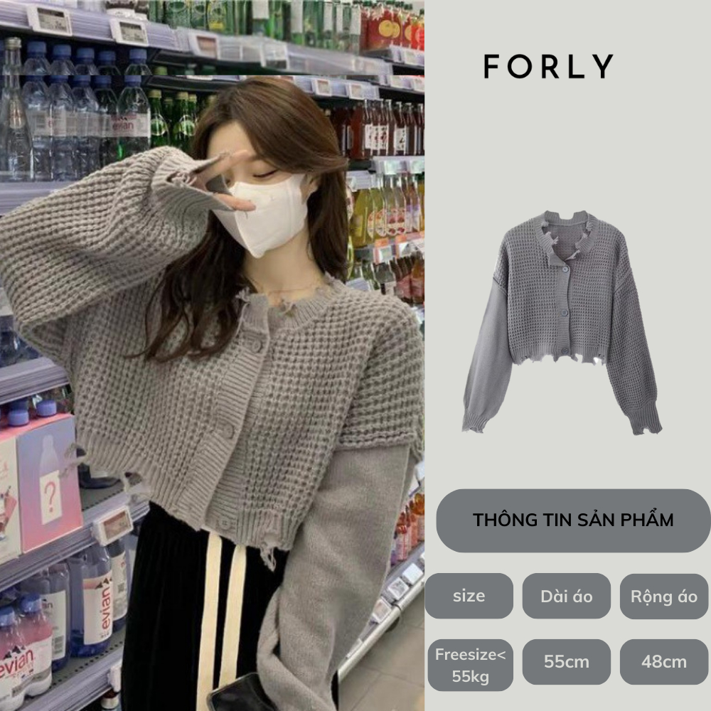 Áo khoác len Forly dáng croptop phối viền xẻ FG191