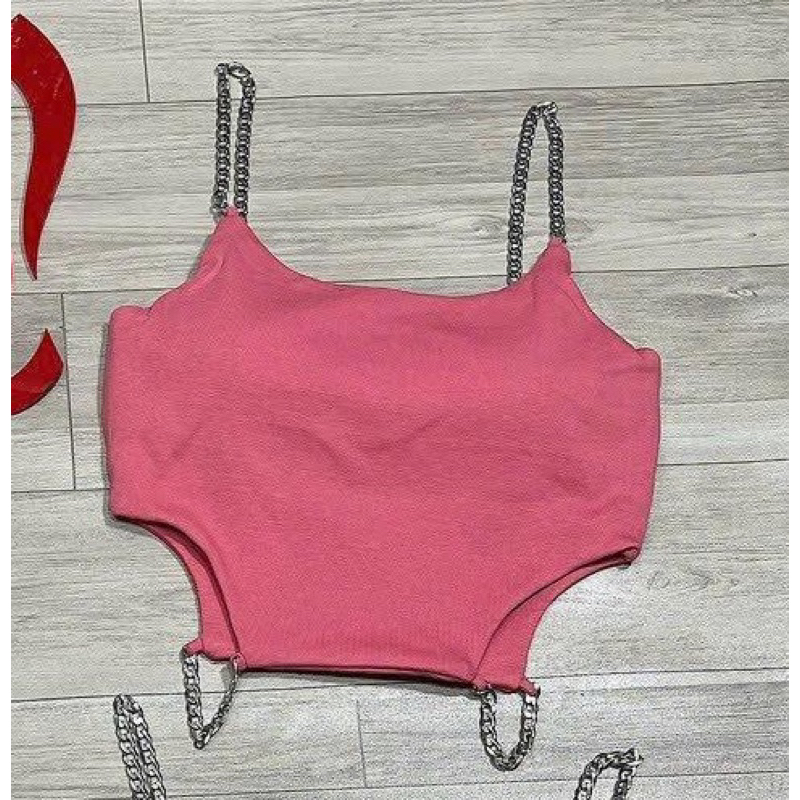 Áo Dây Cúp Mút Ngực Dây Xích Croptop Khoét Đan Eo Chất Borip