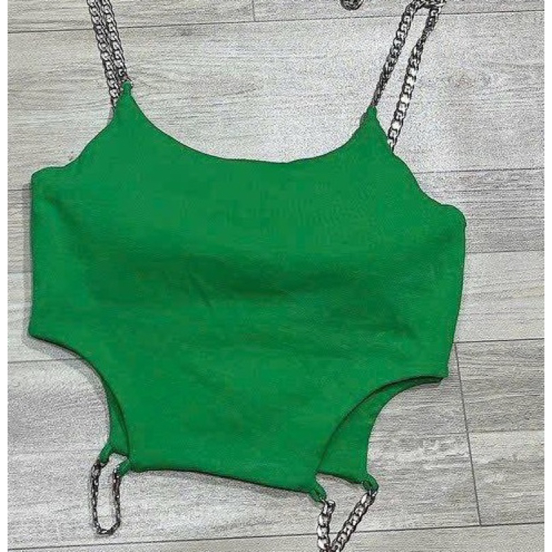 Áo Dây Cúp Mút Ngực Dây Xích Croptop Khoét Đan Eo Chất Borip
