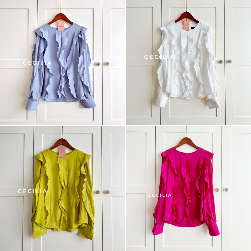 Áo sơ mi bèo dài tay cổ tròn CASSIE By CECILIA  màu sắc, thiết kế tay bồng