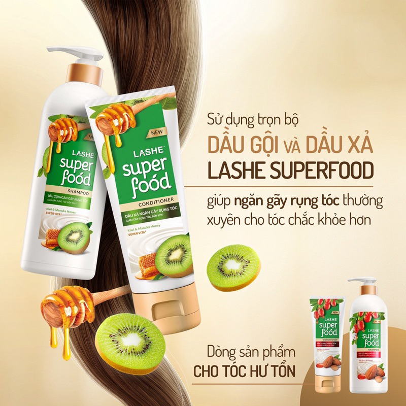 Dầu Gội Lashe Super Food ngăn gãy rụng tóc 640G
