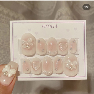 Nailbox thiết kế loang cam đào charm nơ
