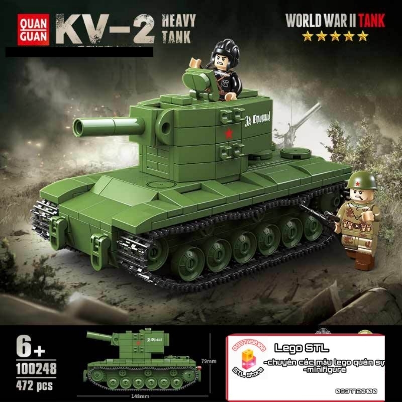 Đồ Chơi Lắp Ráp Xe Tăng Hạng Nặng KV-2 Quan guan Heavy Tank