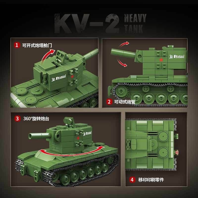 Đồ Chơi Lắp Ráp Xe Tăng Hạng Nặng KV-2 Quan guan Heavy Tank