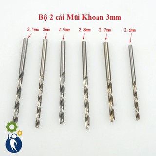 Bộ 2 cái Mũi Khoan 3mm, dùng để khoan gỗ hoặc sắt nhỏ