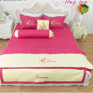 Ga Cotton SaTin Hàn Quốc Bộ Gồm 2 Vỏ Gối + 1 Ga Bộ Ga Trần bông che phủ 3 thành giường kích thước 1m6-1m8-2m2