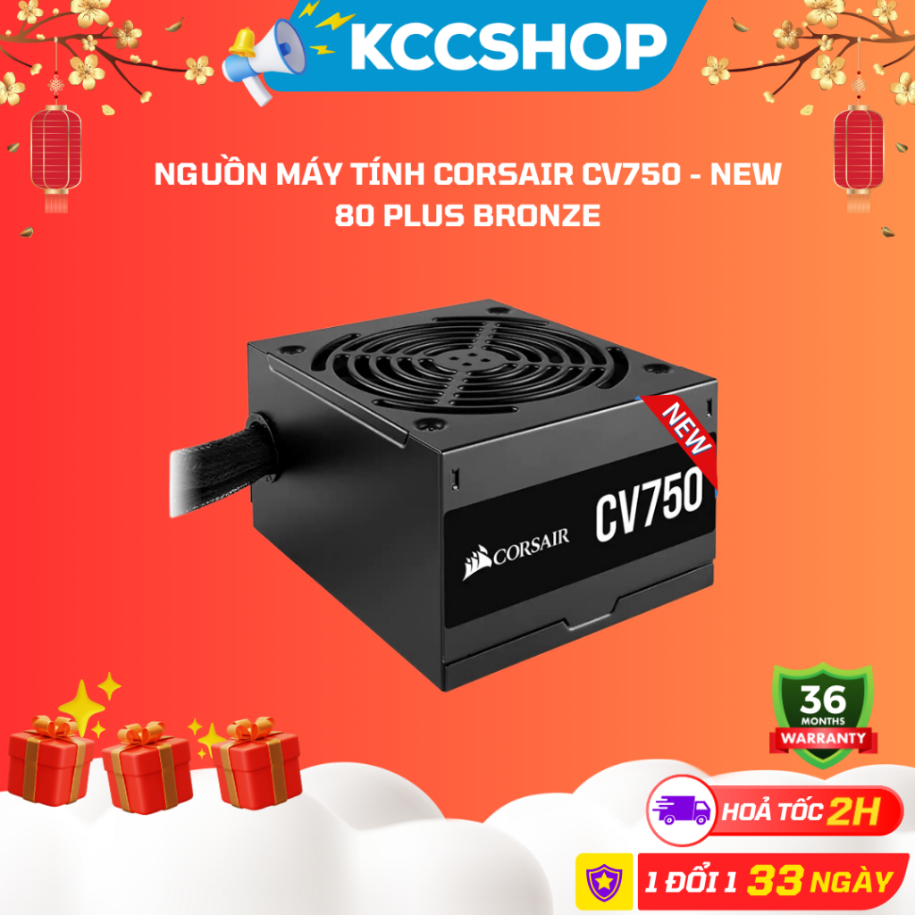Nguồn máy tính Corsair CV750 - NEW 80 Plus Bronze ( CP-9020237-NA )