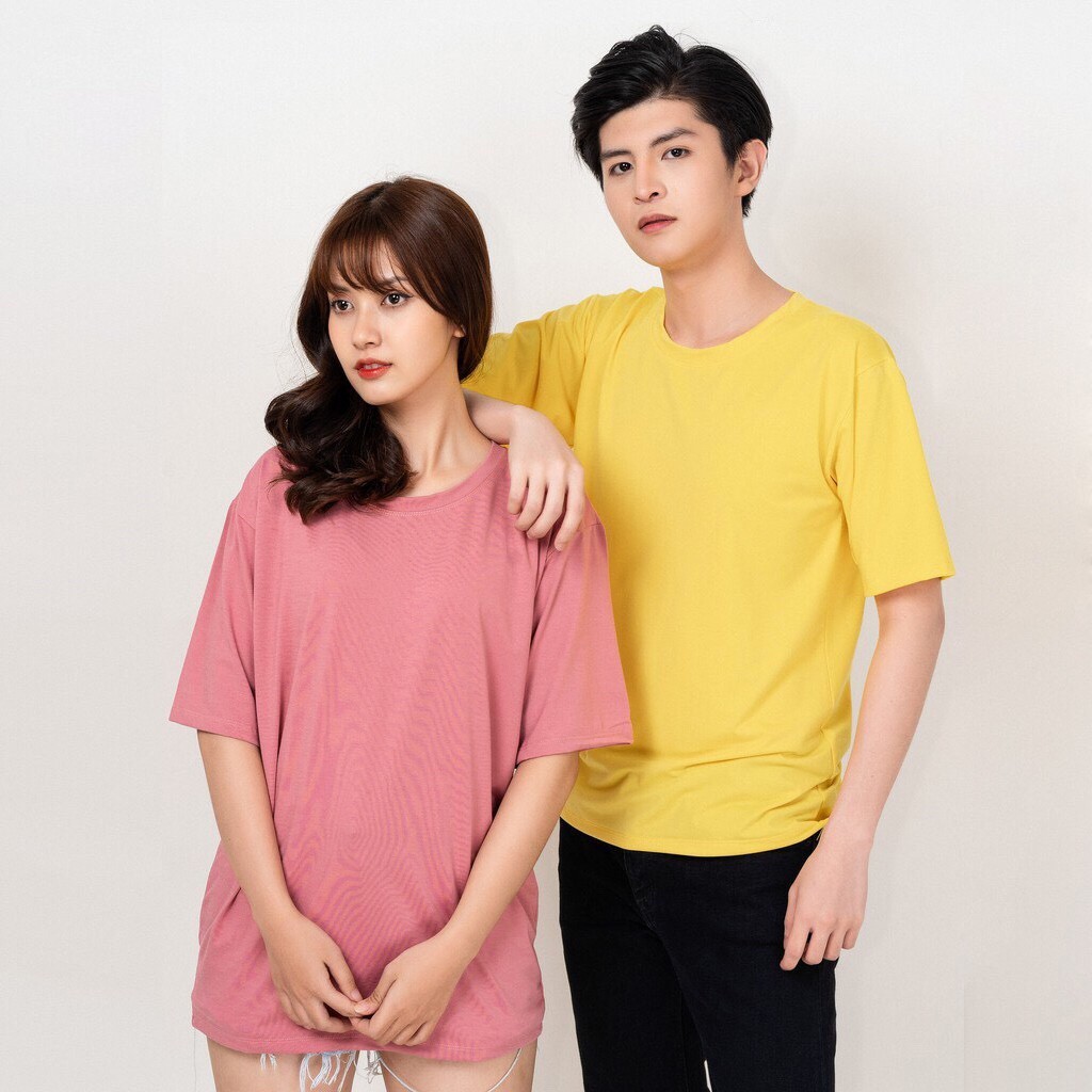 Áo thun trắng đen trơn ngắn tay dáng unisex nam nữ basic giá rẻ