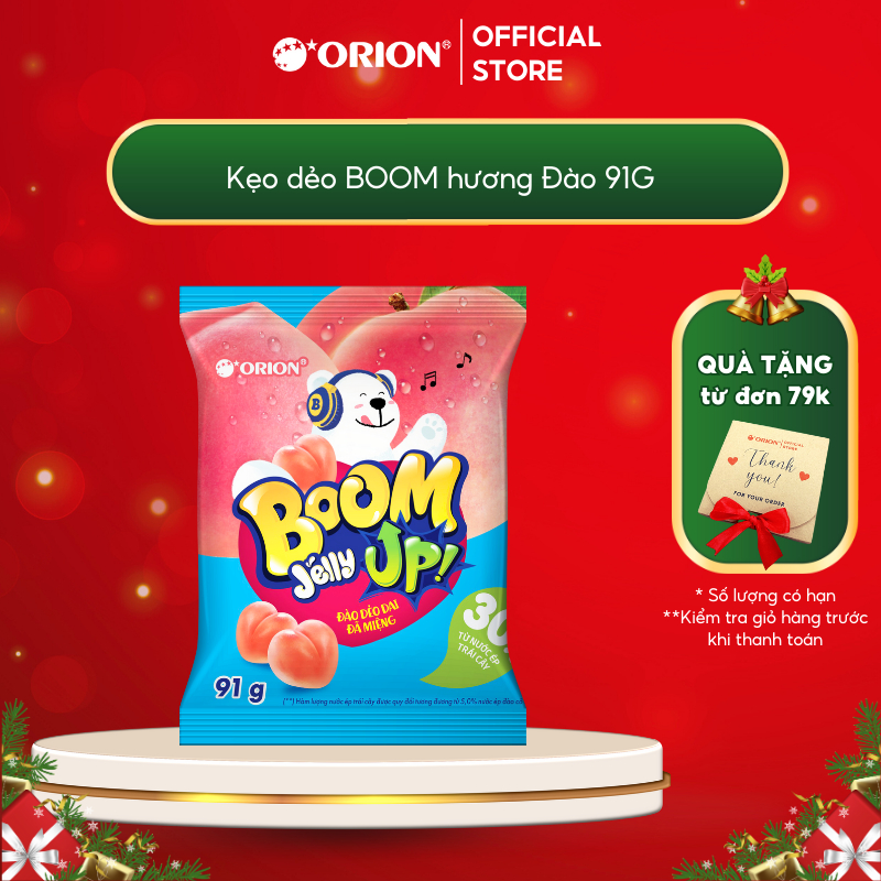 Kẹo Dẻo Boom Jelly THẠCH Orion Hương Đào túi 91G