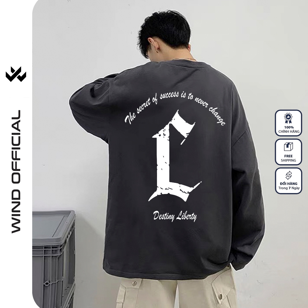Áo thun tay dài WIND phông unisex form rộng Chữ L thời trang sweater nam nữ oversize