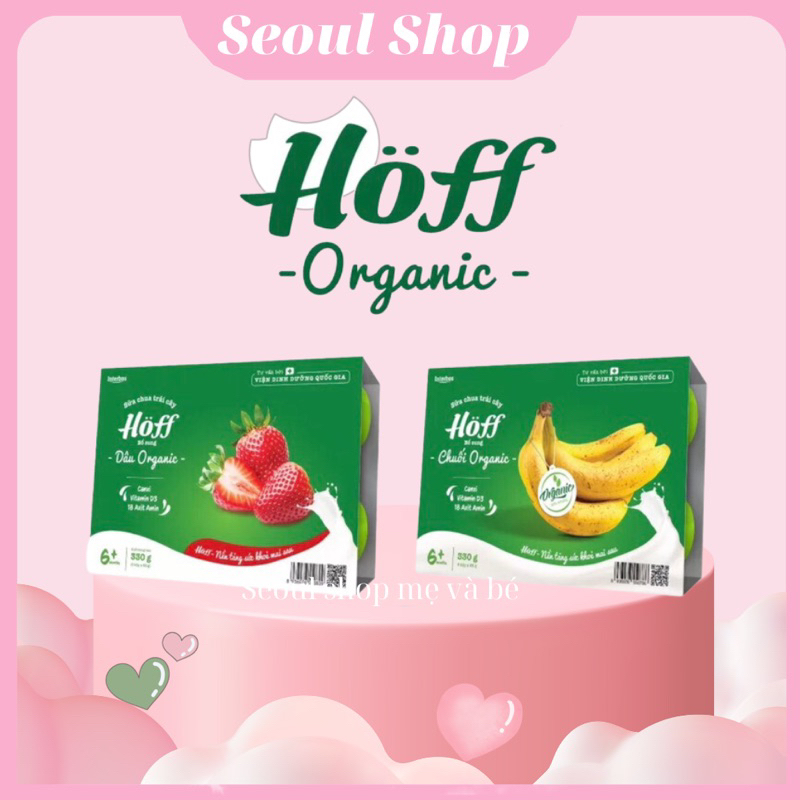 Bộ đôi sữa chua hoff 2 vị dâu , chuối , 1 vỉ 6 hộp 55g