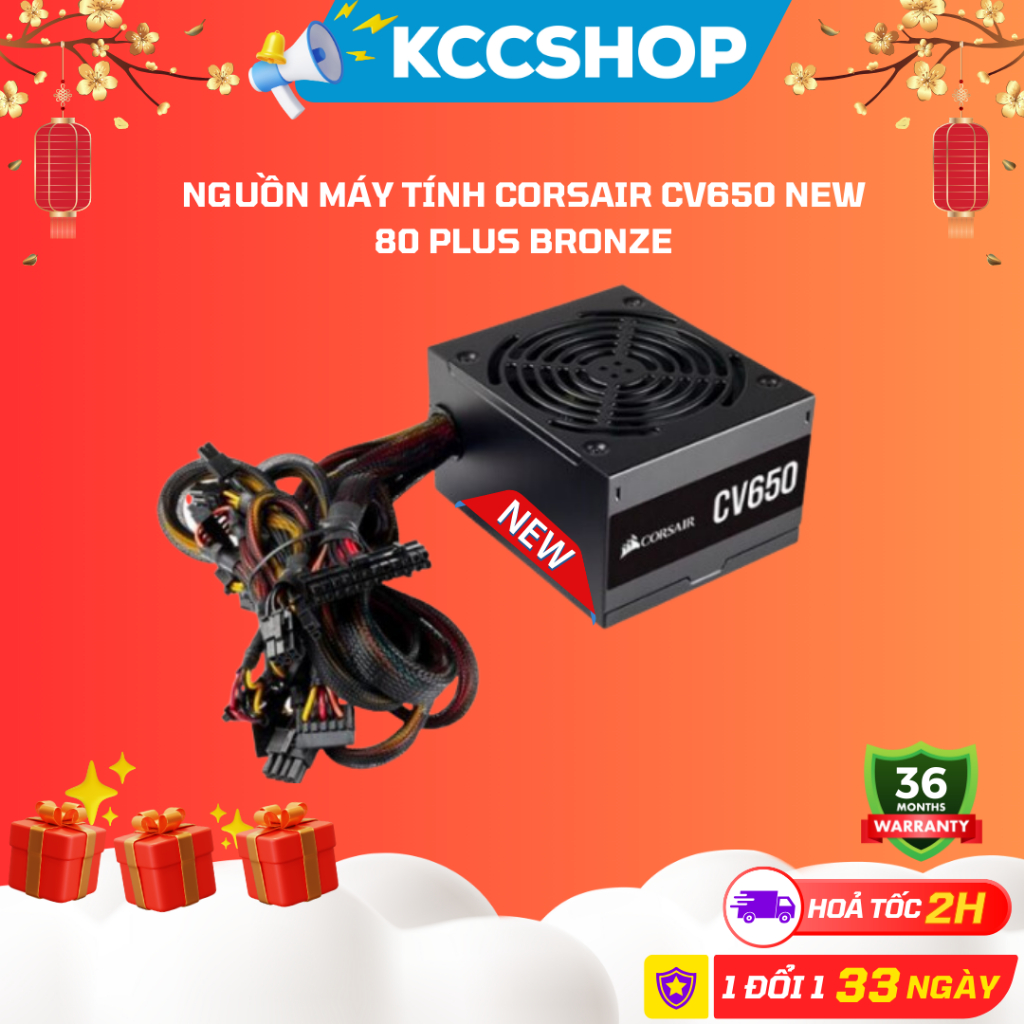 Nguồn Máy Tính Corsair CV650 NEW 80 Plus Bronze - Bảo hành chính hãng 36 tháng