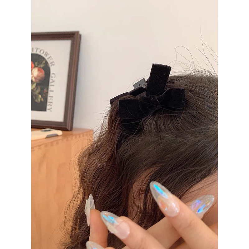 1pcs Kẹp tóc mái mini nơ nhung siêu cute cho nữ dễ thương K119