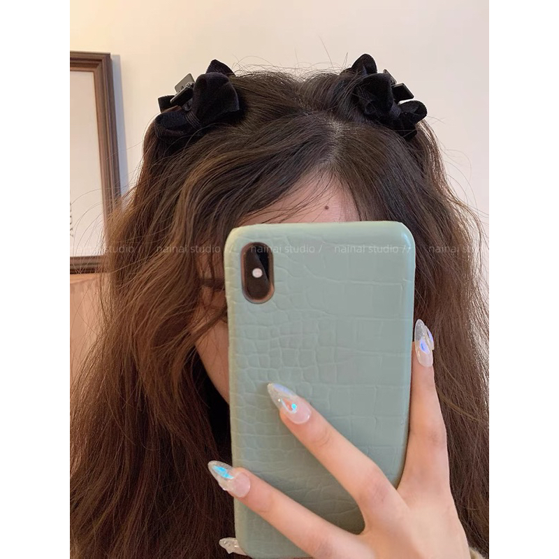 1pcs Kẹp tóc mái mini nơ nhung siêu cute cho nữ dễ thương K119