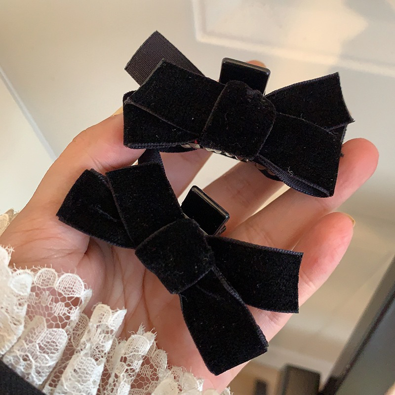 1pcs Kẹp tóc mái mini nơ nhung siêu cute cho nữ dễ thương K119
