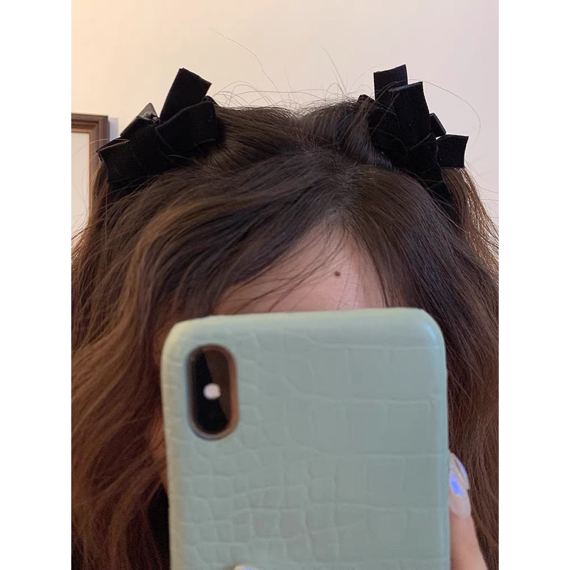 1pcs Kẹp tóc mái mini nơ nhung siêu cute cho nữ dễ thương K119