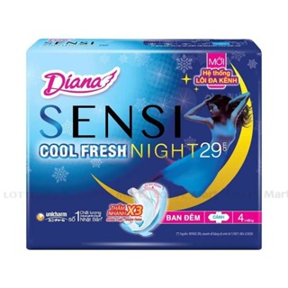 Băng vệ sinh Diana Sensi Cool Fresh Night ban đêm 29cm 4 miếng gói