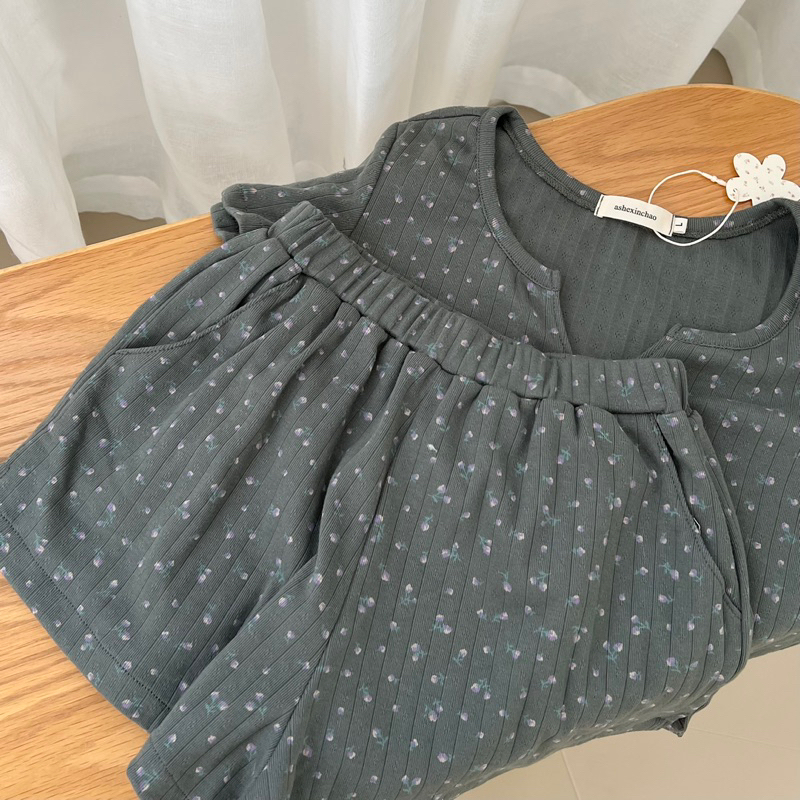 𝐚𝐬𝐡𝐞𝐱𝐢𝐧𝐜𝐡𝐚𝐨: set thun mặc nhà xanh hoa nhí