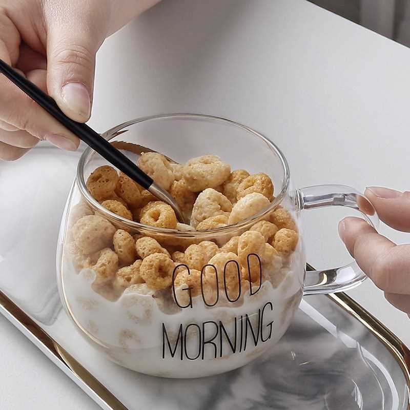 Ly, Cốc Thủy Tinh Dùng Uống Trà, Cà Phê, Decor Quán Cà Phê, Phòng Khách In Chữ Good Morning