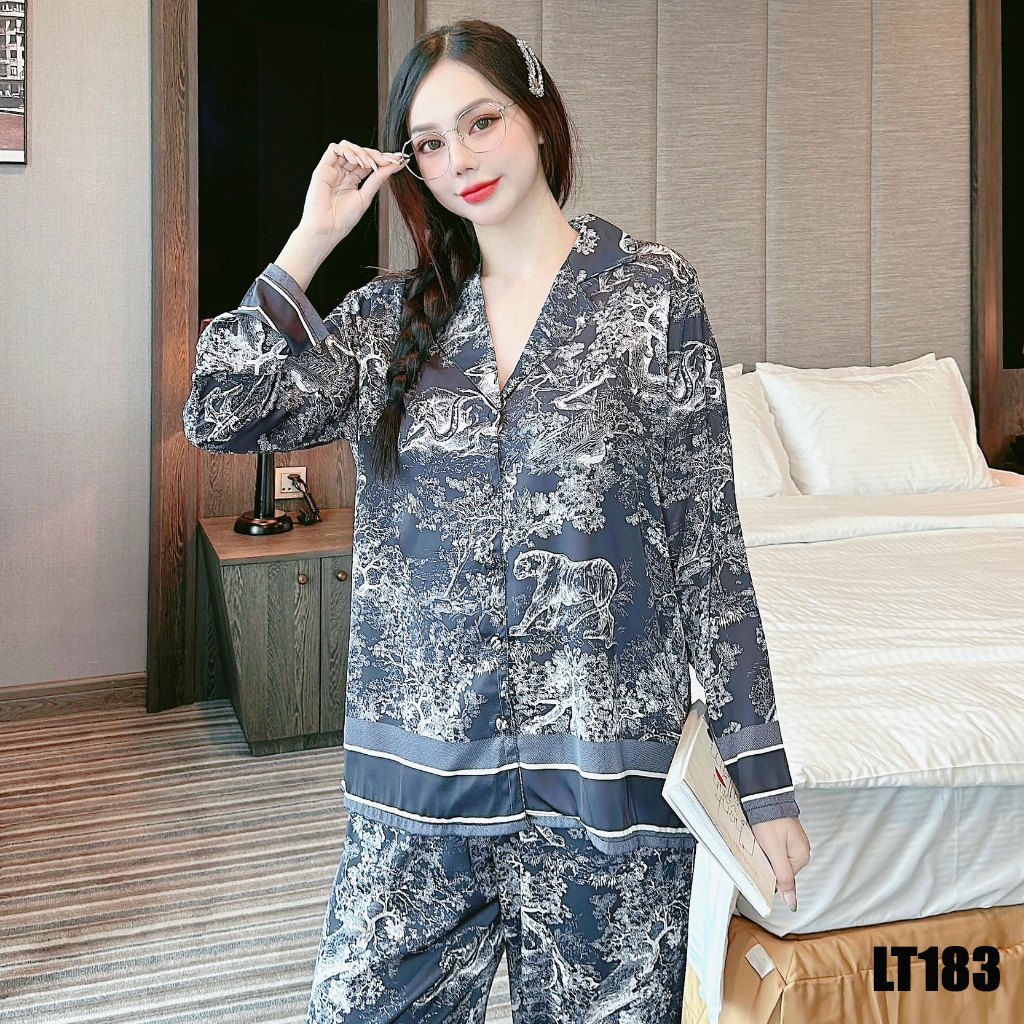 Đồ bộ pijama Bigsize tay dài, quần dài lụa LATIN size 1, size 2 LT183