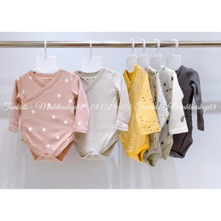 {Sz 3-24m} Body chip cotton bodysuit cài chéo sơ sinh xuất xịn cực đẹp