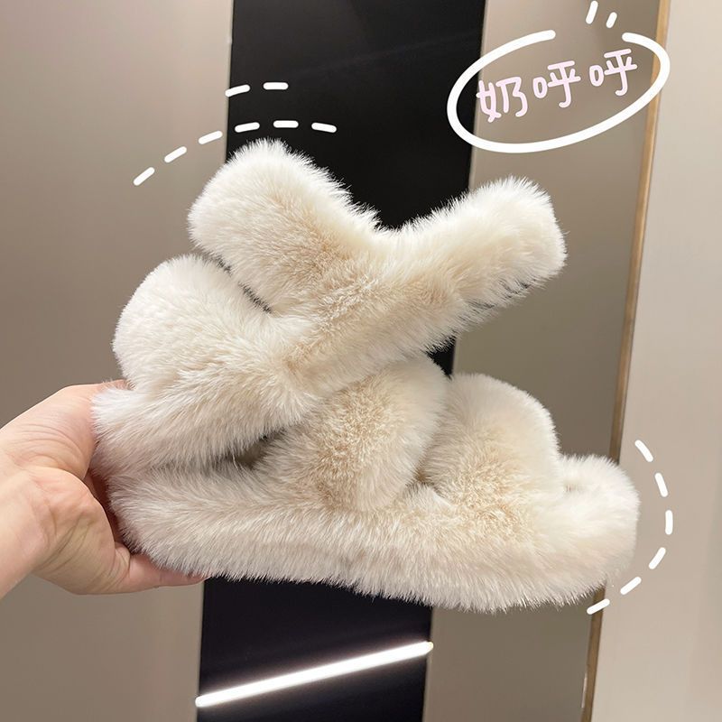 Dép bông quai ngang nữ đế cao su, dép lông lê thời trang mềm êm đi trong nhà - SAGI ĐẶNG