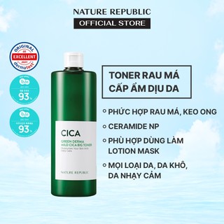 Nature Republic Nước hoa hồng làm dịu và phục hồi da Green Derma Mild Cica Big Toner 500ml