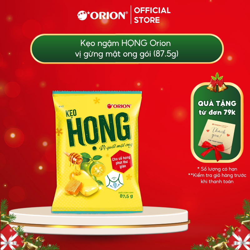 Kẹo ngậm Orion HỌNG vị quất mật ong gói 87.5G